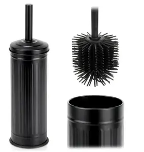 Vilde 567069 Toilet Brush with Container, 37 cm, Silicone Bristles