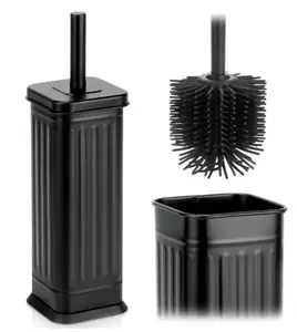 Vilde 567070 Toilet Brush with Holder, 36.5 cm, Black Metal and Silicone