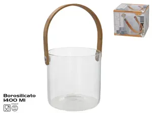 Ice Bucket, Bamboo Handle, 1400 ml, 13.50 x 13.50 x 25.00, KITCHEN&GO