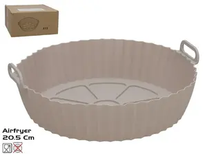KITCHEN&GO Round Silicone Baking Dish for Air Fryer, Gray