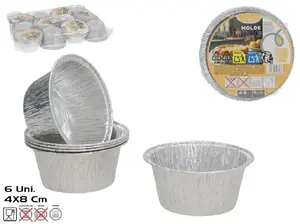 KITCHEN&GO Aluminum Baking Tins, Set of 6, 3.5 x 8 x 8 cm