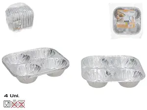 Алюминиевые формы для выпечки KITCHEN&GO, набор из 4 штук, 15,5 x 15,5 см