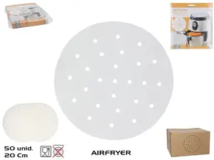 KITCHEN&GO Round Paper Baking Mat for Air Fryer, 20 x 20 cm, 50 Pieces