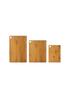 Rosberg 55R51635D3 3-Piece Bamboo Cutting Board Set, Double-Sided with Juice Grooves