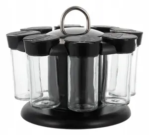 Kamille 7050 Rotating Spice Rack with 8 Glass Containers