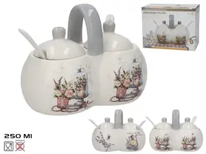 KITCHEN&GO Sugar Bowl and Salt Shaker with Spoon, 250 ml