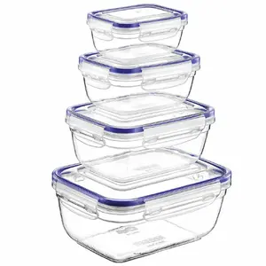 Michelino 4-Piece Rectangular Food Storage Container Set, 0.4 L, 0.8 L, 1.4 L, 2.3 L