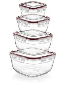 Michelino 40013 Rectangular Food Storage Container Set, 4-Piece, 0.5 L, 0.9 L, 1.5 L, 2.4 L