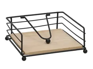 Салфетница KITCHEN&GO, металл и дерево, черная