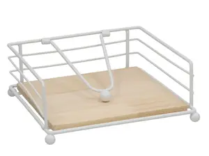 Салфетница KITCHEN&GO, металл и дерево, белая