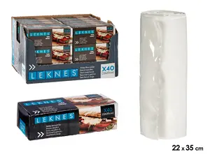 Leknes 87072 Plastic Sandwich Bags, 40 Units