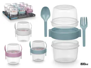 Leknes 800 ml Plastic Food Container with Cutlery