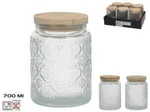 Стеклянная банка KITCHEN&GO с бамбуковой крышкой, 700 мл