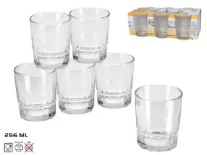 KITCHEN&GO Glass Water Tumbler Set, 256ml, 6 Pieces
