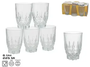 KITCHEN&GO Set of 6 Drinking Glasses, 225 ml