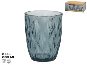 KITCHEN&GO Glass Cups, 280 ml, Blue, Set of 6