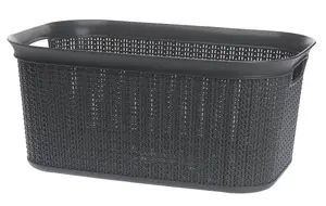 Alsea 22764 G Plastic Basket with Knit Design, 27 L, Graphite