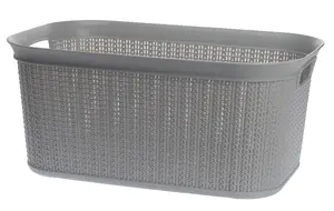 Alsea Plastic Basket with Knit Design, 27 L, Light Grey
