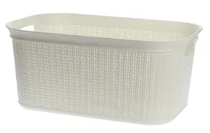 Alsea 22764 W Plastic Basket with Knit Design, 27 L, White