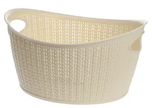 Alsea 22814 Plastic Basket with Knit Design, 9 L, Cream