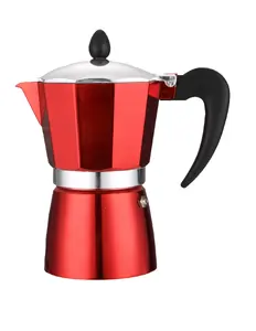 Rosberg R51173BP6 Moka Pot Coffee Maker, 6 Cups, Aluminum, Red