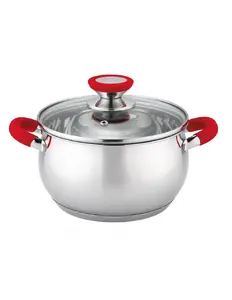 Oliver Voltz OV51210N20 Stainless Steel Casserole Pot, 20 cm, 3.5 L, Red Handles
