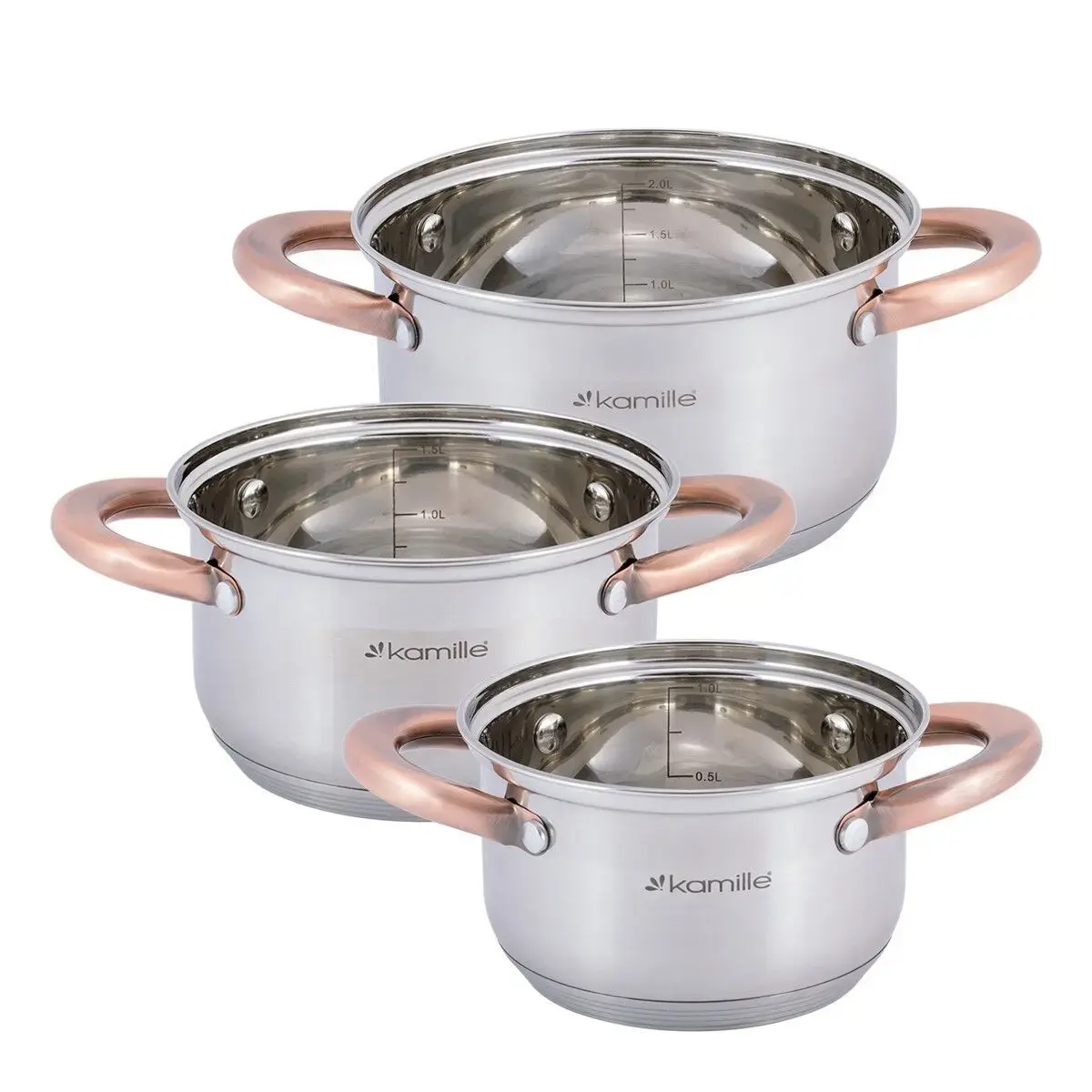 Kamille 4936 Stainless Steel Cookware Set 3 Pieces Photo 4