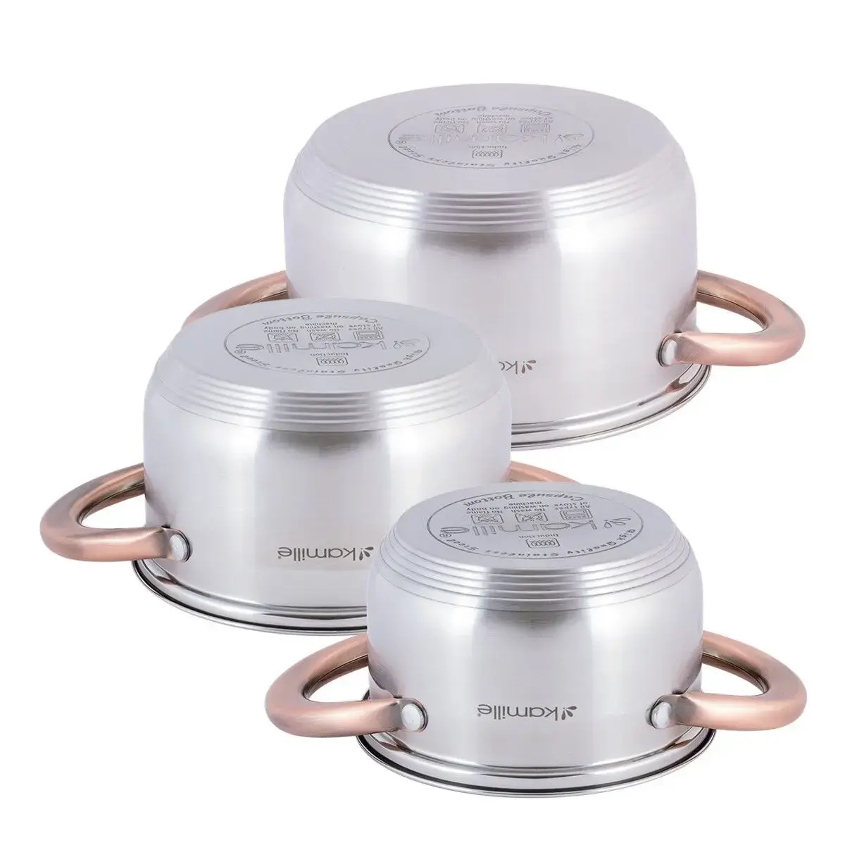 Kamille 4936 Stainless Steel Cookware Set 3 Pieces Photo 5