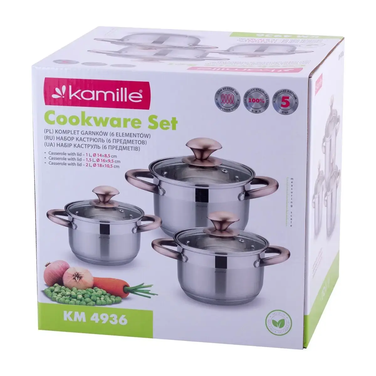 Kamille 4936 Stainless Steel Cookware Set 3 Pieces Photo 6