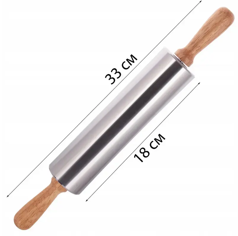 Kamille 7819 Rotating Stainless Steel Rolling Pin Photo 2