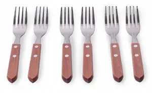 Kamille 5301 Fork Set, 6 Pieces, Stainless Steel with Wooden Handles