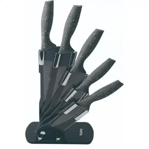 Oliver Voltz 50V51633H5 Knife Set, 5 Pieces, Marble Non-Stick Coating, Acrylic Stand, Gray