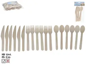 Столовые приборы (18 шт.), дерево, 16 x 3,2 см, SUMMER ENJOY