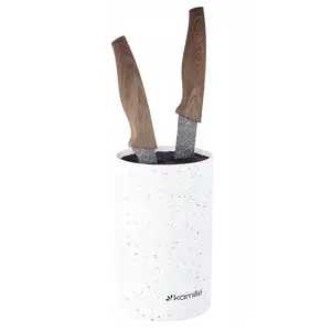 Kamille 7604 Knife Stand with Removable Plastic Rods, Marble Design