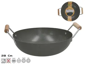 KITCHEN&GO Wok Pan with 2 Wooden Handles 28 cm