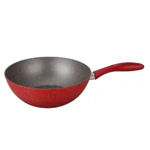 Oliver Voltz 5V54420A28 Aluminum Wok Pan with Marble Non-Stick Coating and Glass Lid, 28 cm