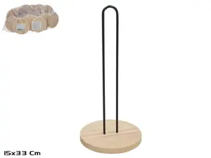 KITCHEN&GO Paper Towel Holder, Metal and Wood, Black