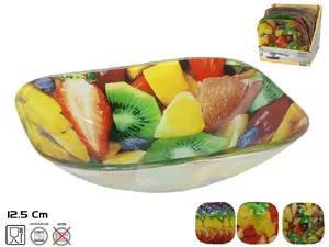 KITCHEN&GO Square Glass Bowl, 12.5 x 12.5 cm, 3 Assortment Set