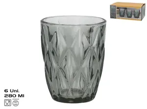 KITCHEN&GO Glass Cups, 280 ml, Grey, Set of 6