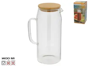 KITCHEN&GO Glass Jug with Bamboo Lid, 1.4 L