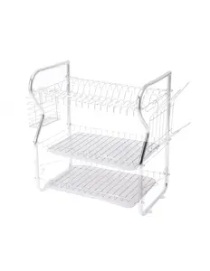 Rosberg 555R53000O 3-Level Chrome Dish Dryer with Cutlery and Cup Holder
