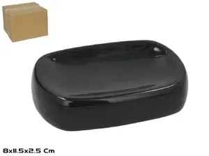 BATH&GO Ceramic Soap Dish, Black