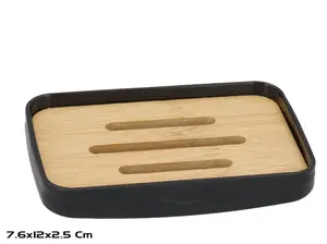 BATH&GO Bamboo Soap Holder, Black