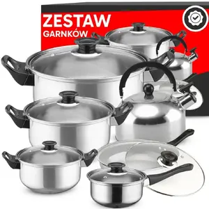 Retoo 11-Piece Cookware Set with Lids, Kettle, and Frying Pan for Gas and Induction Hobs