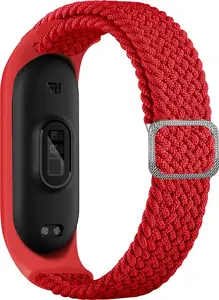 Тканевый ремешок Hurtel для Xiaomi Mi Band 6 / 5 / 4 / 3, плетеный браслет, красный