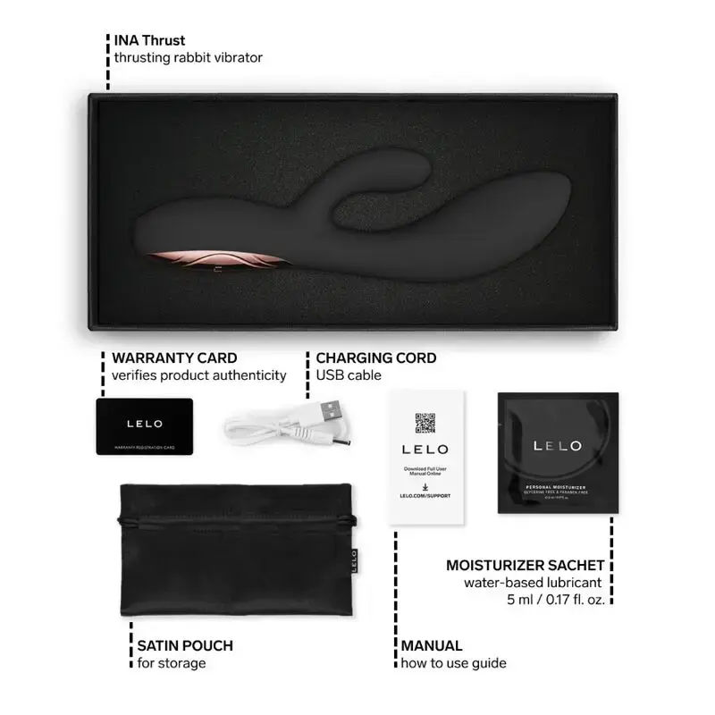 Вибратор Lelo Ina Thrust Rabbit - черный Photo 9
