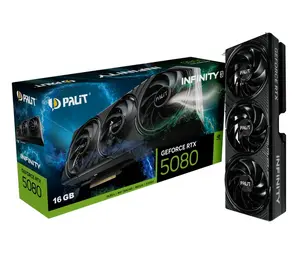 Видеокарта PALIT GeForce RTX 5080 INFINITY 3 с 16 ГБ памяти GDDR7, 256-битной шиной, PCI Express 5.0, 3x DisplayPort и HDMI