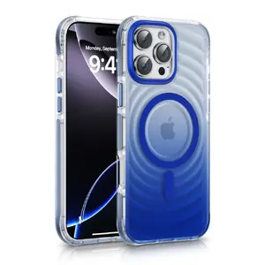 Evelatus EchoWave Clear MagSafe Case for Apple iPhone 15 Pro Max, Blue