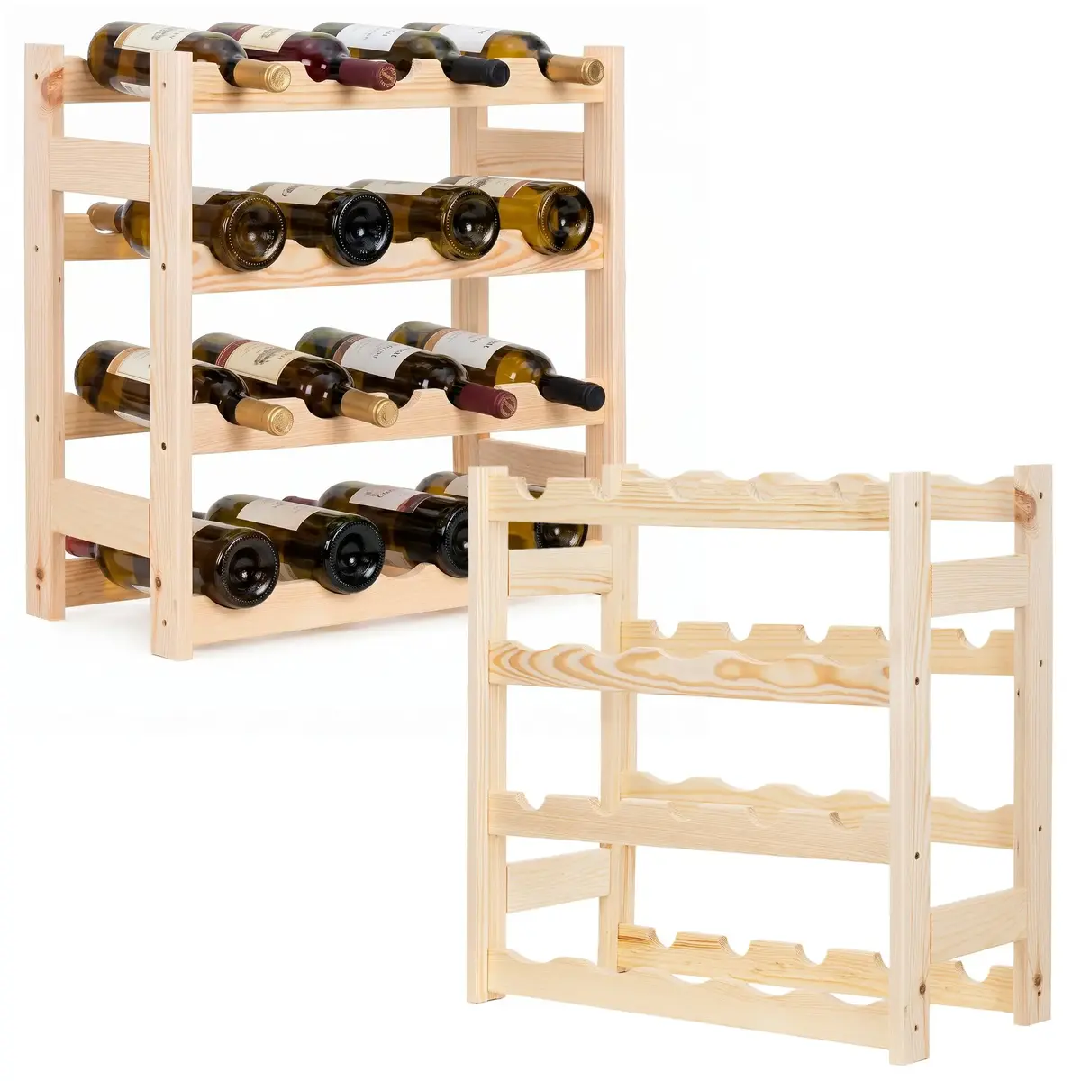 Springos WF0006 Pine Wood Bottle Rack Photo 3