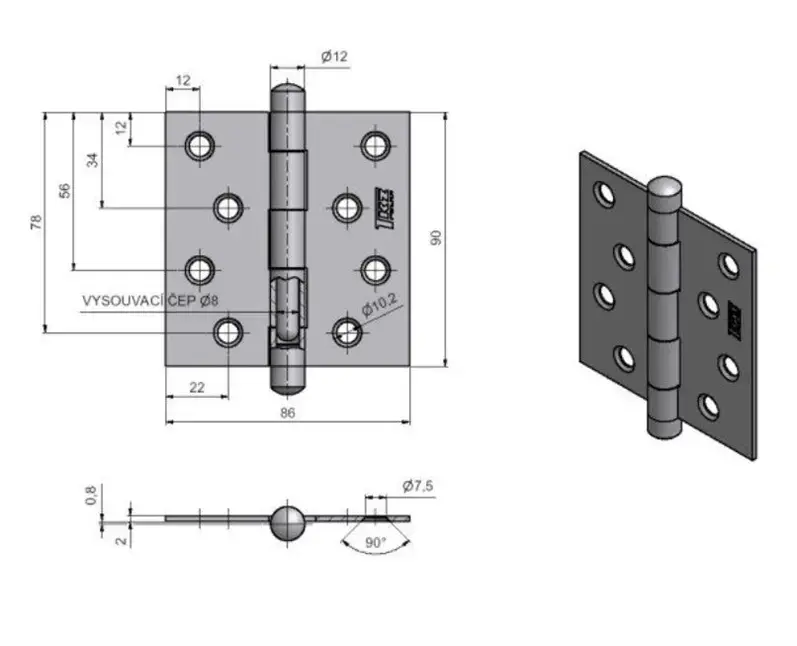 TKZ A6 219 Door Hinge 9345000L Photo 2